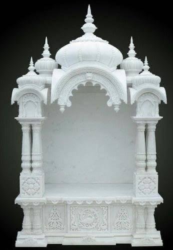 Auspicious White Marble Mandir (Design 17) — Hand-carved Makrana Marble Home Temples