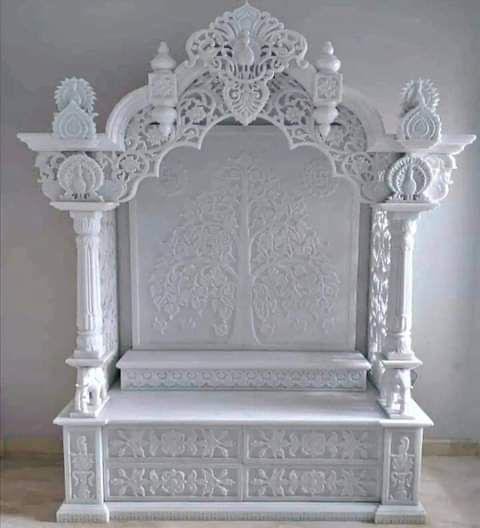 Auspicious White Marble Mandir (Design 8) — Hand-carved Makrana Marble Home Temples