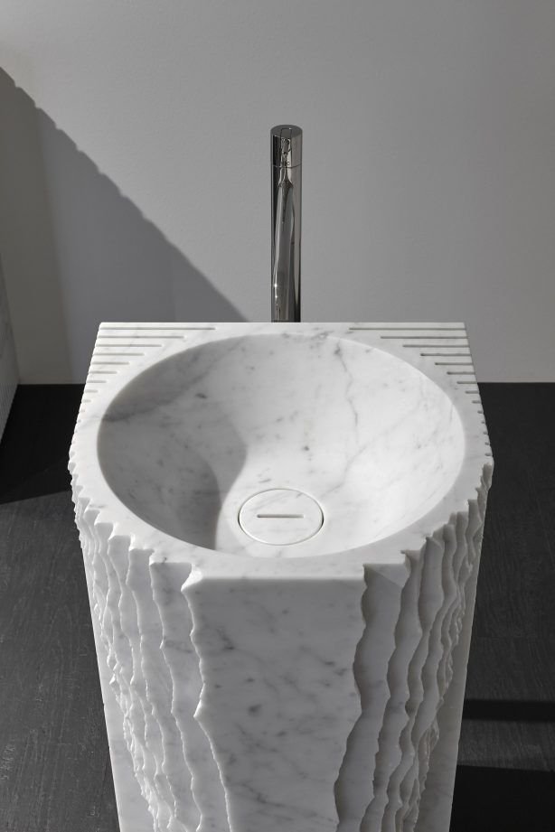 Sculptural Marble Basin (Style 1) — Hand-carved Makrana Marble Washbasin