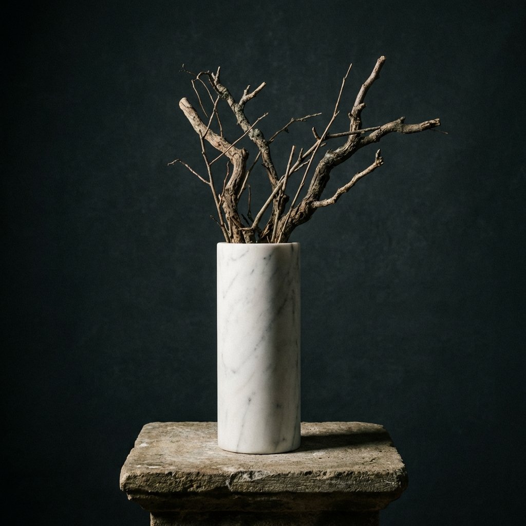 Minimalist Marble Vase — Hand-carved Makrana Marble Flower Pot