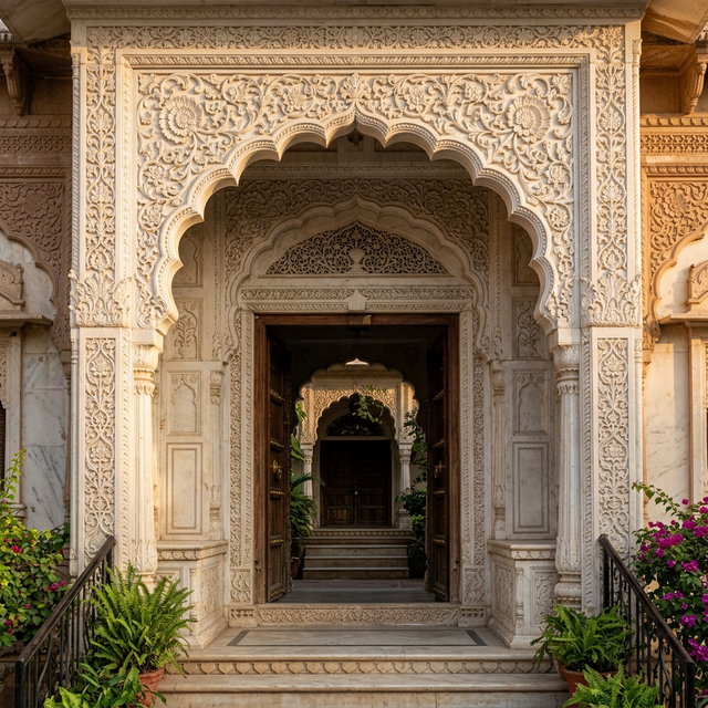 Carved Archway — Hand-carved Makrana Marble Marble CNC work